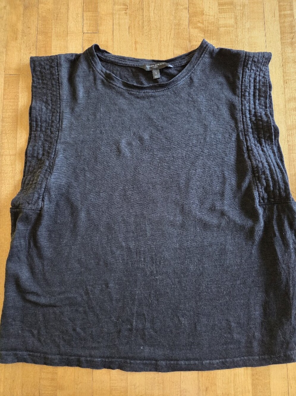 Banana Republic Black Linen Sharp-Shoulder Sleeveless Tank Size S